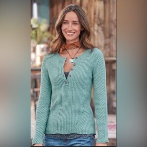 Sundance Birdie Henley Silk Blend Sweater Blue
